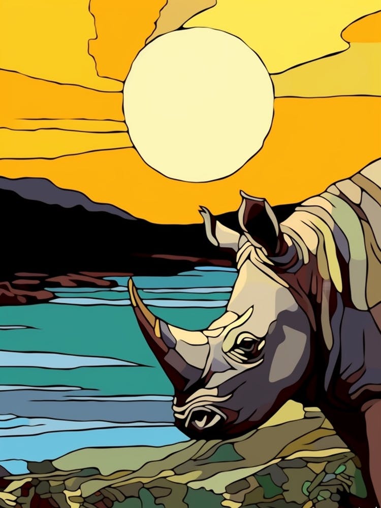 Geometric Rhino Sun Illustration 2