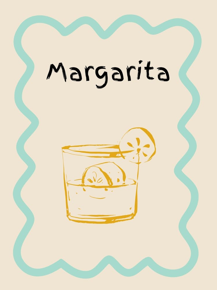 Margarita Doodle Poster Teal & Orange