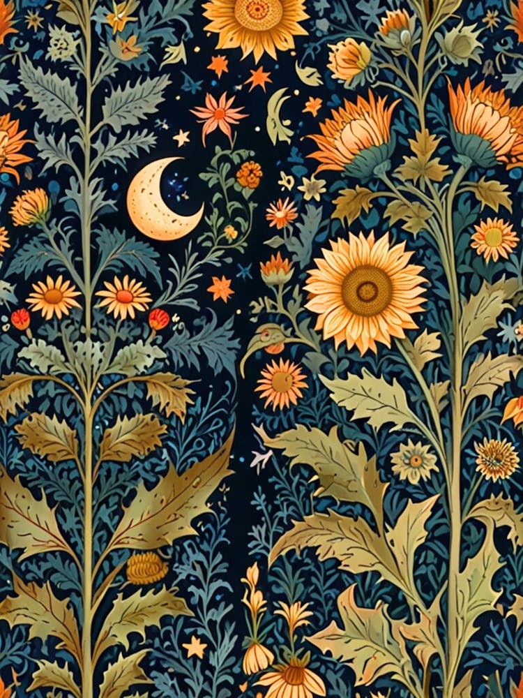 William Morris Sunflowers And Moon