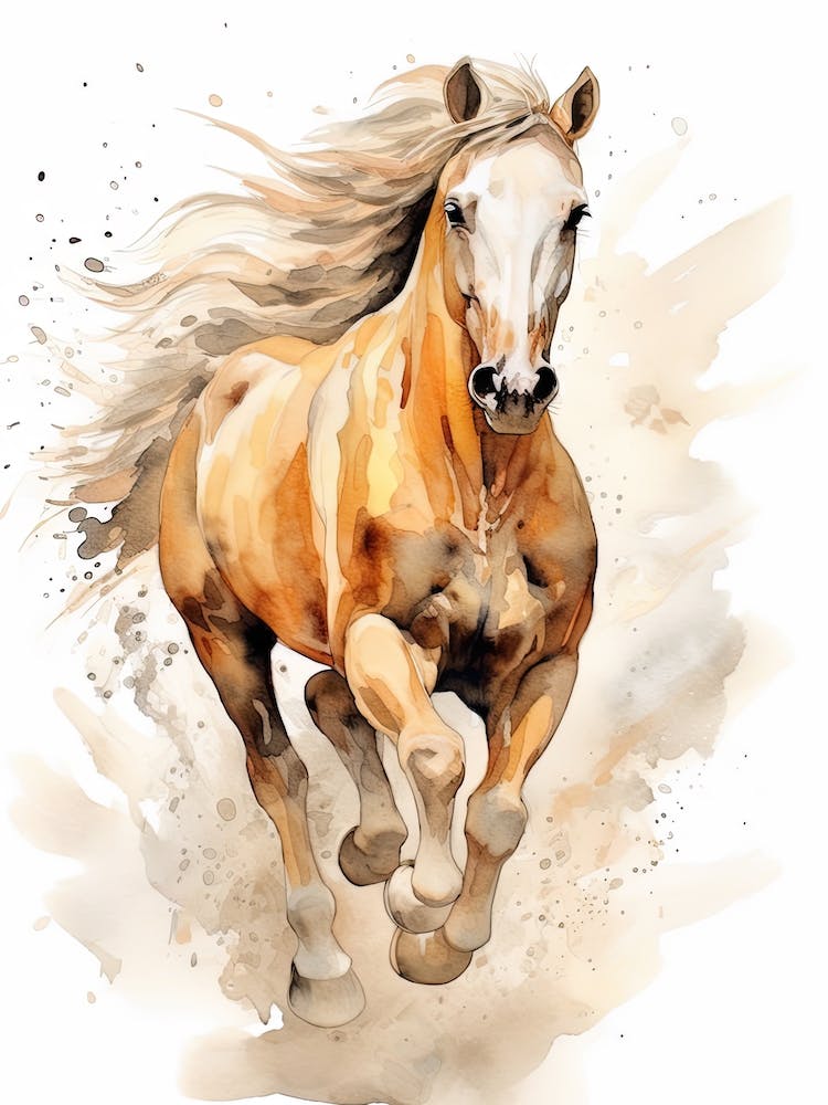 Brown Horse Watercolour Painting