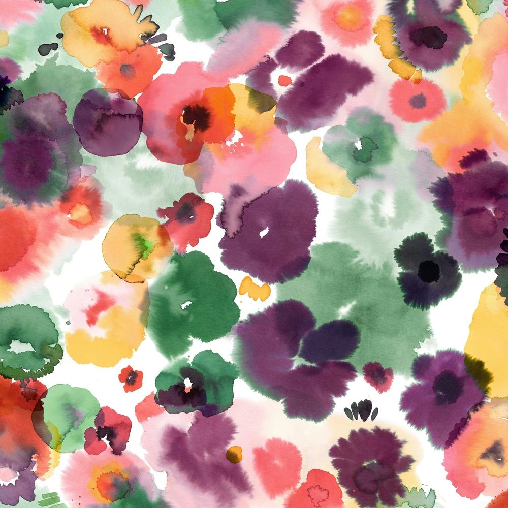 Abstract Watercolor Flowers Spicy Square