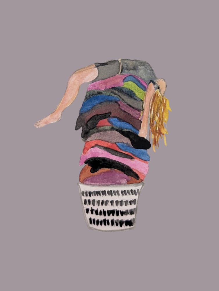 Watercolour Washing Woman Illustration