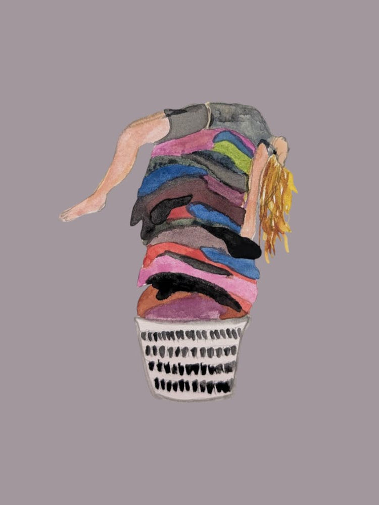 Watercolour Washing Woman Illustration