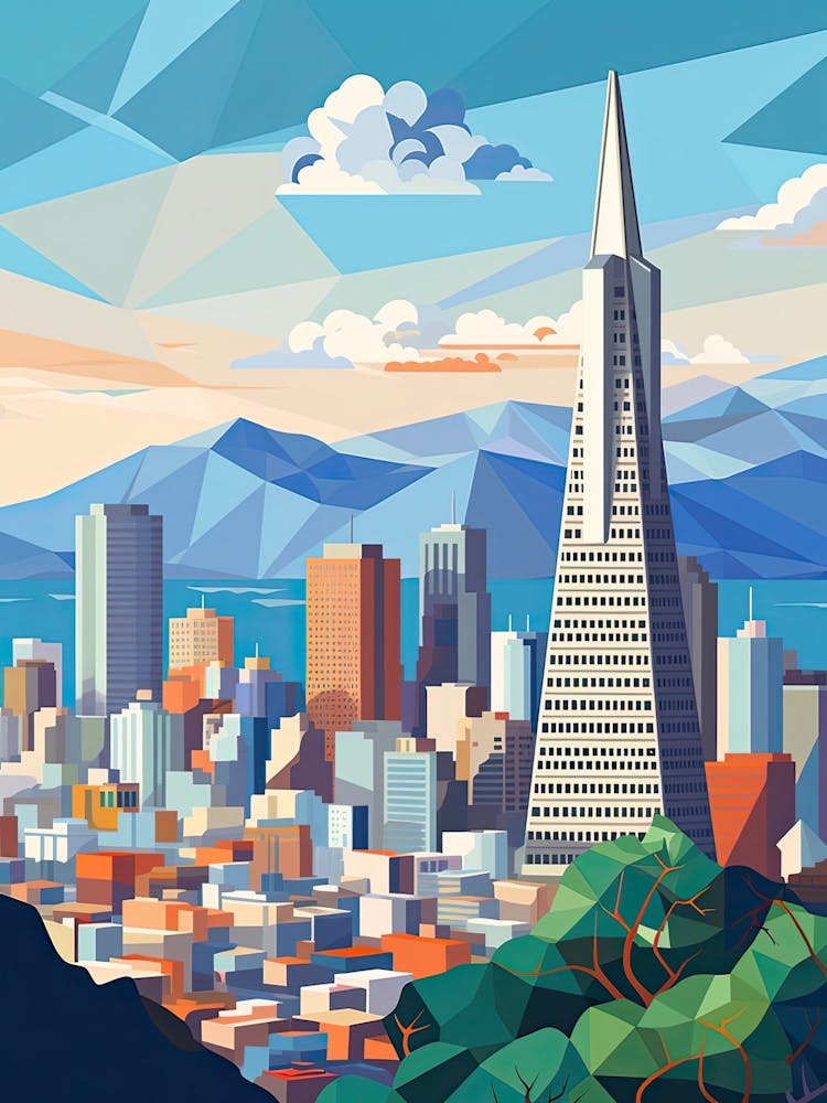 San Francisco, Usa, Geometric Illustration 3
