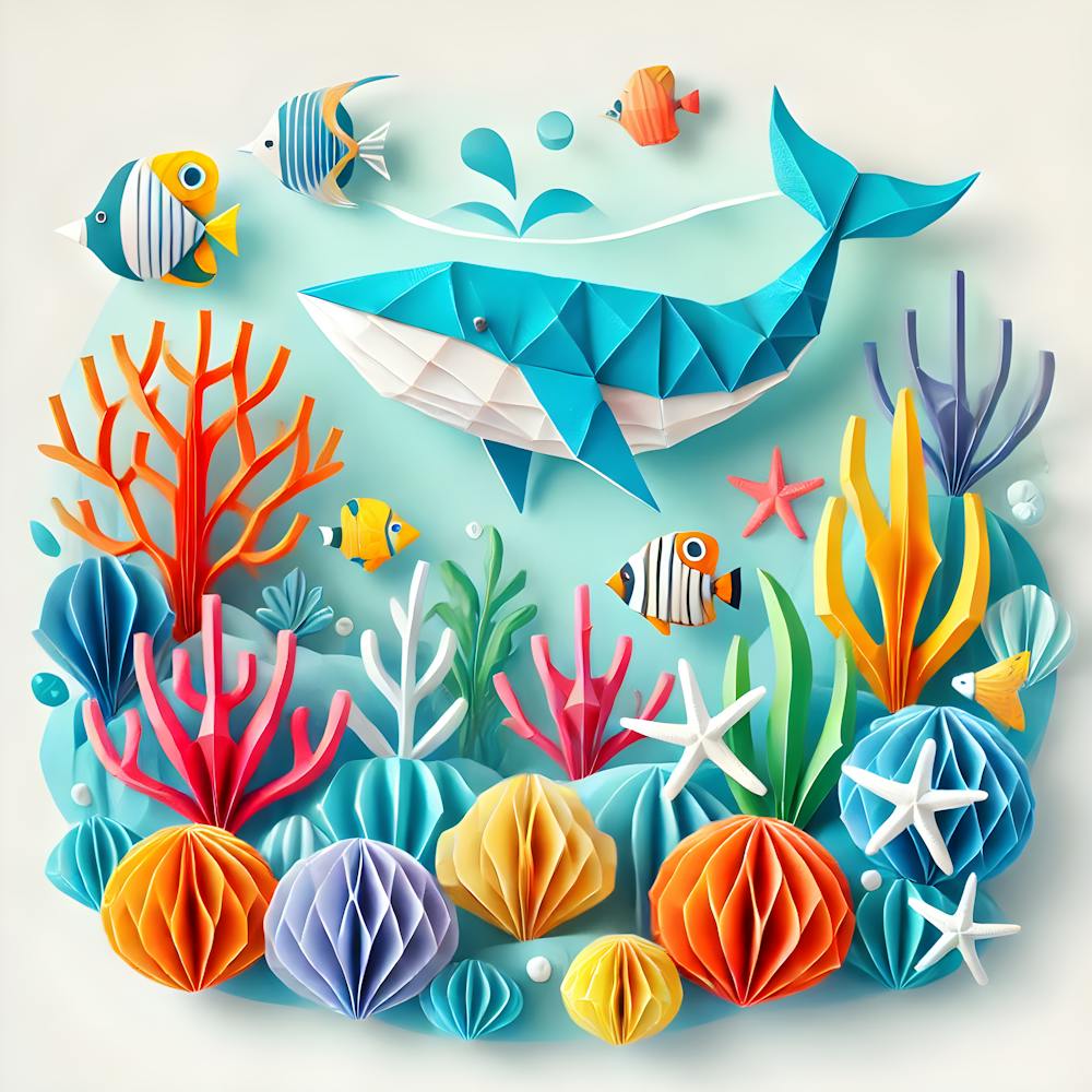 Origami Ocean World Paper Craft Underwater Illustration