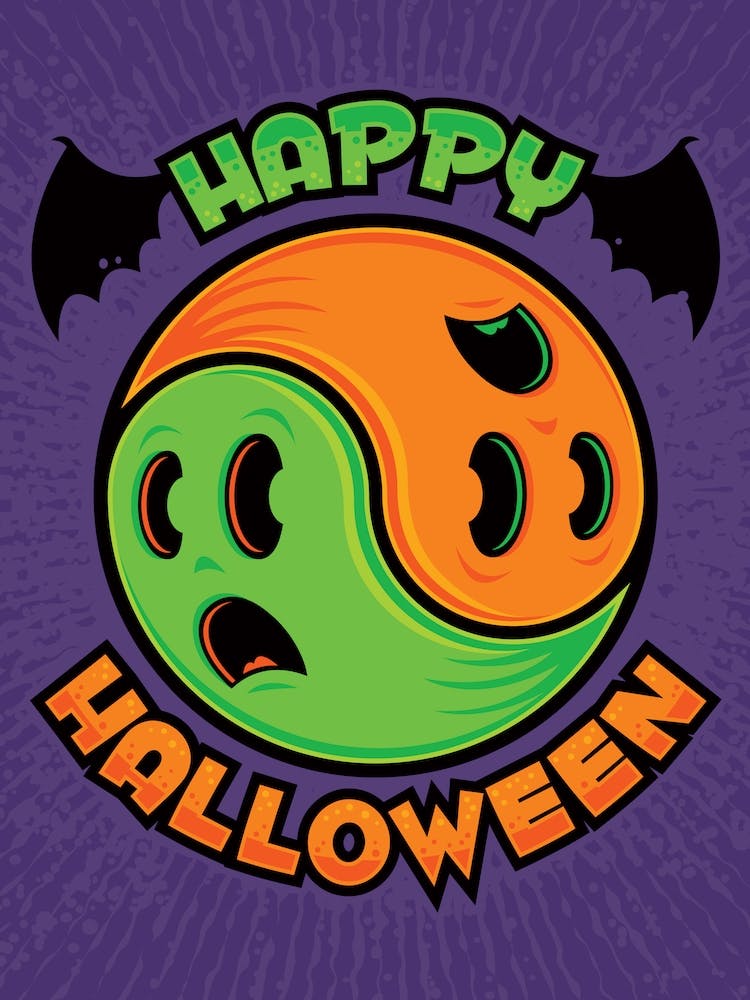 Yin-Yang Fantôme Joyeux Halloween