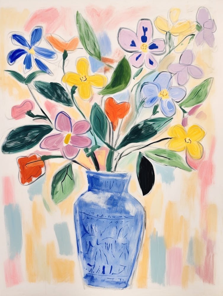 Flower Painting Fauvist Style Periwinkle 4