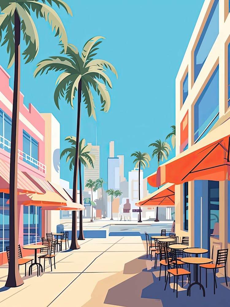 Miami Beach Florida, Usa, Graphic Illustration 3