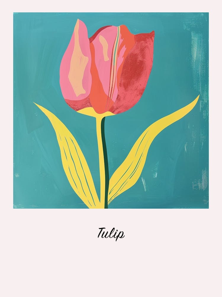 Tulpe 2 Quadratische Blumenillustration Poster