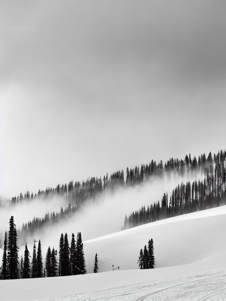 Trysil, Norway Black And White Skiing Poster