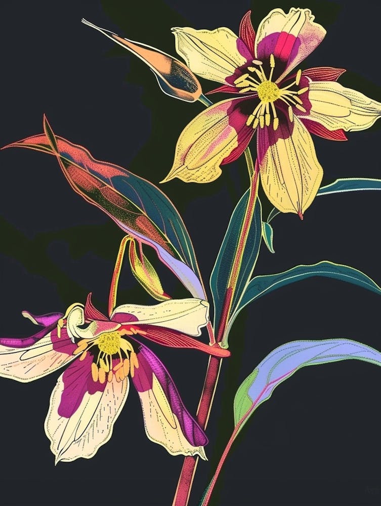 Fleurs Néon Sur Fond Noir Hellébore 4