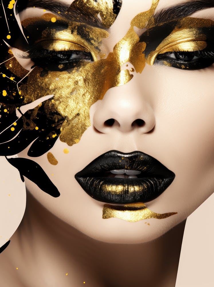 Gold- und Schwarz-Make-up