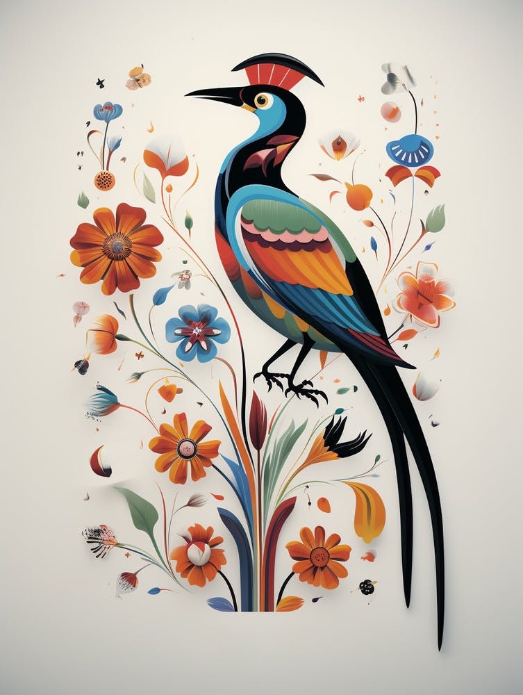 Skandinavischer Vogel Illustration Elster 4