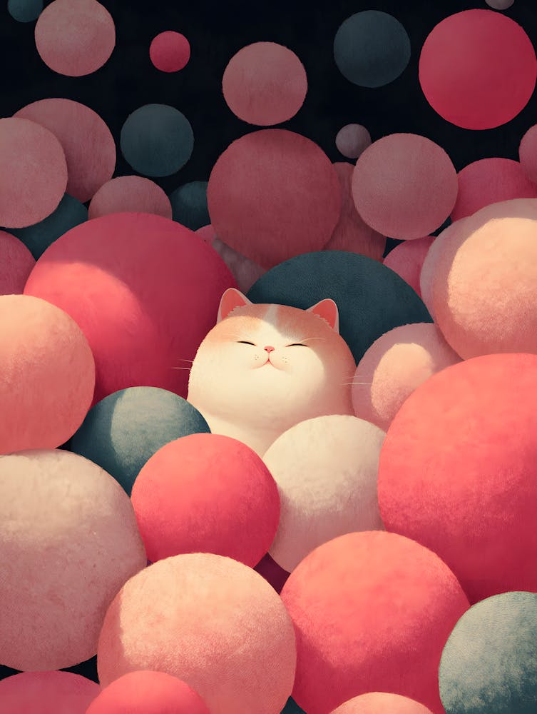 Cute Cat In A Ball