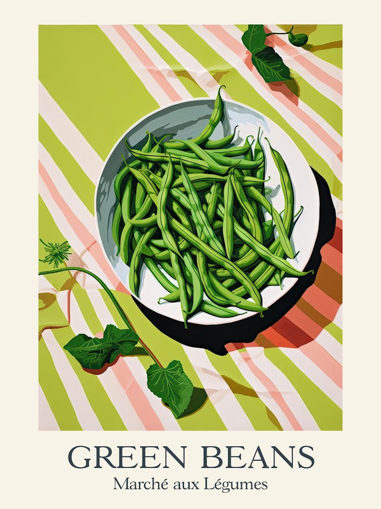 Marche Aux Legumes Grüne Bohnen Sommer-Illustration 3