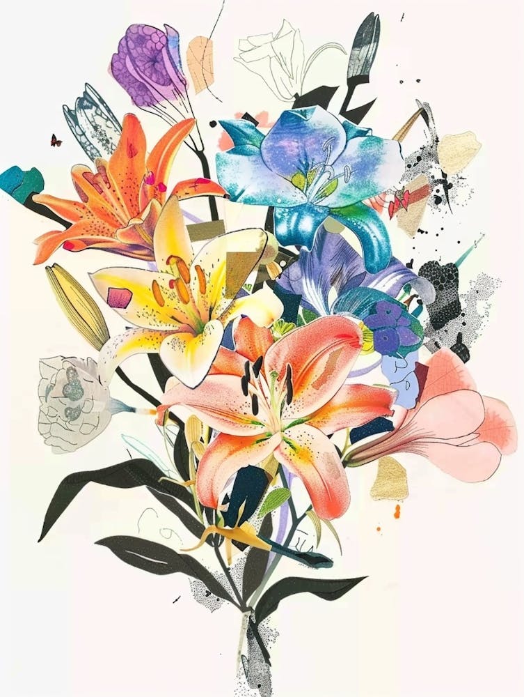 Lily 4 Collage Flower Bouquet
