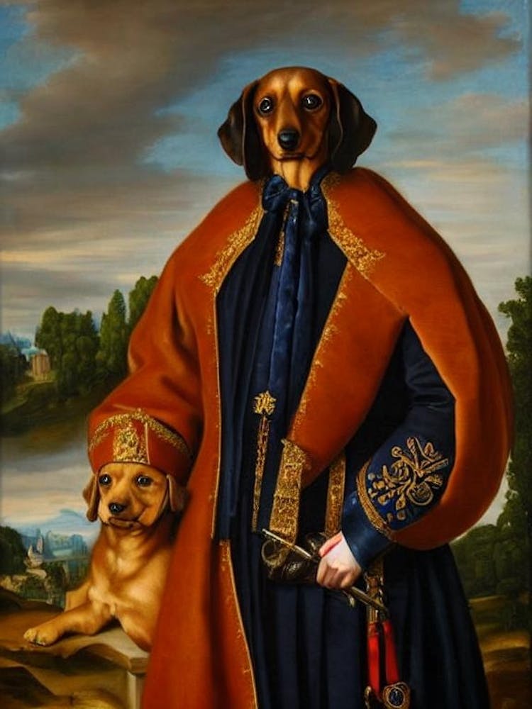 Portrait Renaissance de Teckel - Peinture à l'Huile