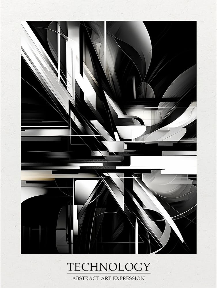 Technology Abstract Black And White 6 Poster