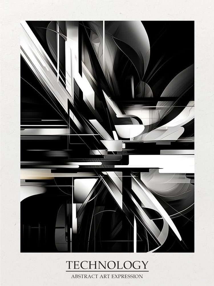 Technology Abstract Black And White 6 Poster