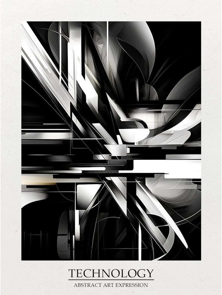 Technology Abstract Black And White 6 Poster