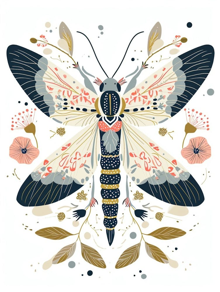 Colourful Insect Illustration Whitefly 6