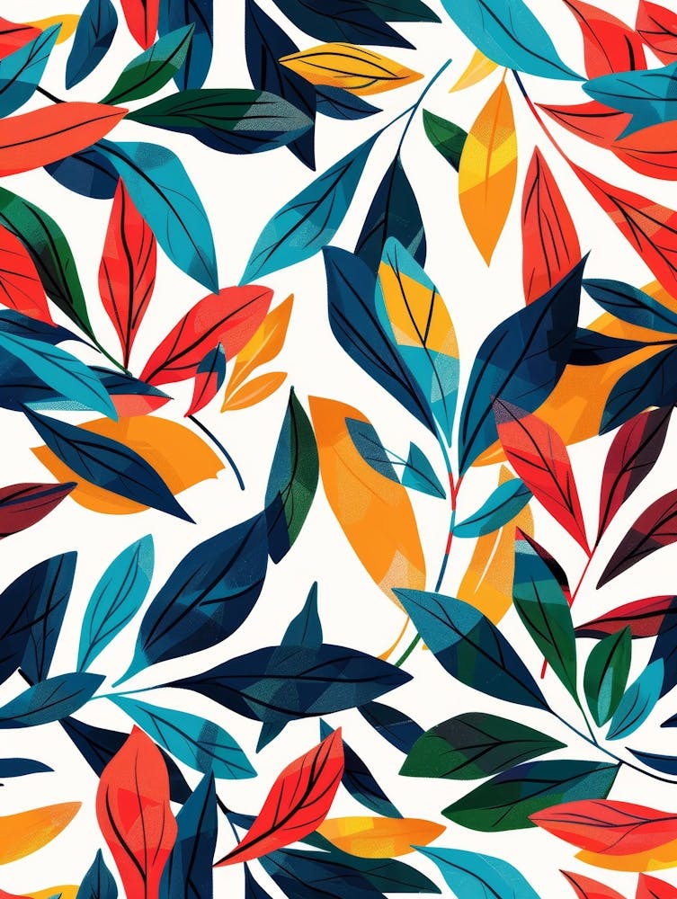 Seamless Pattern With Colorful Leaves 1