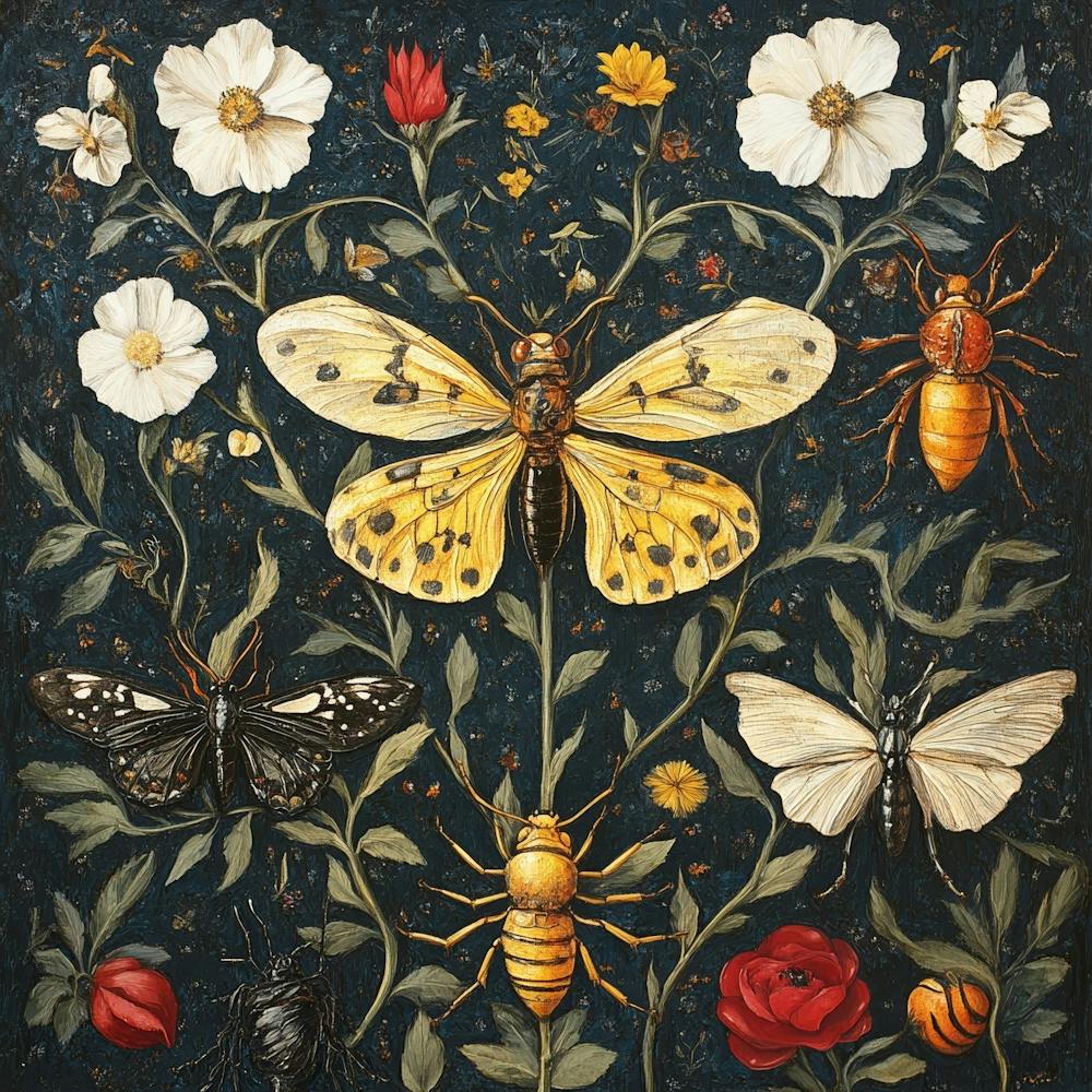 Moths And Flowers Art 1