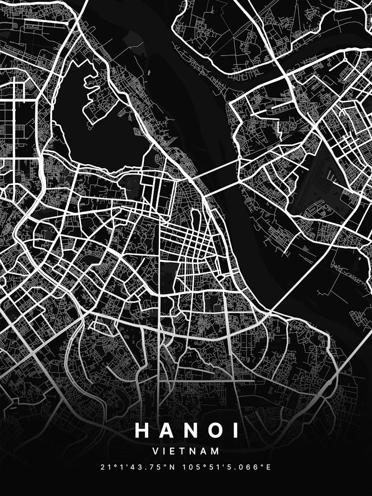 Hanoi Vietnam Black Map