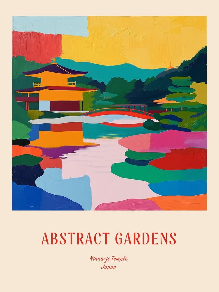 Colourful Gardens Ninna Ji Temple Japan 4 Red Poster