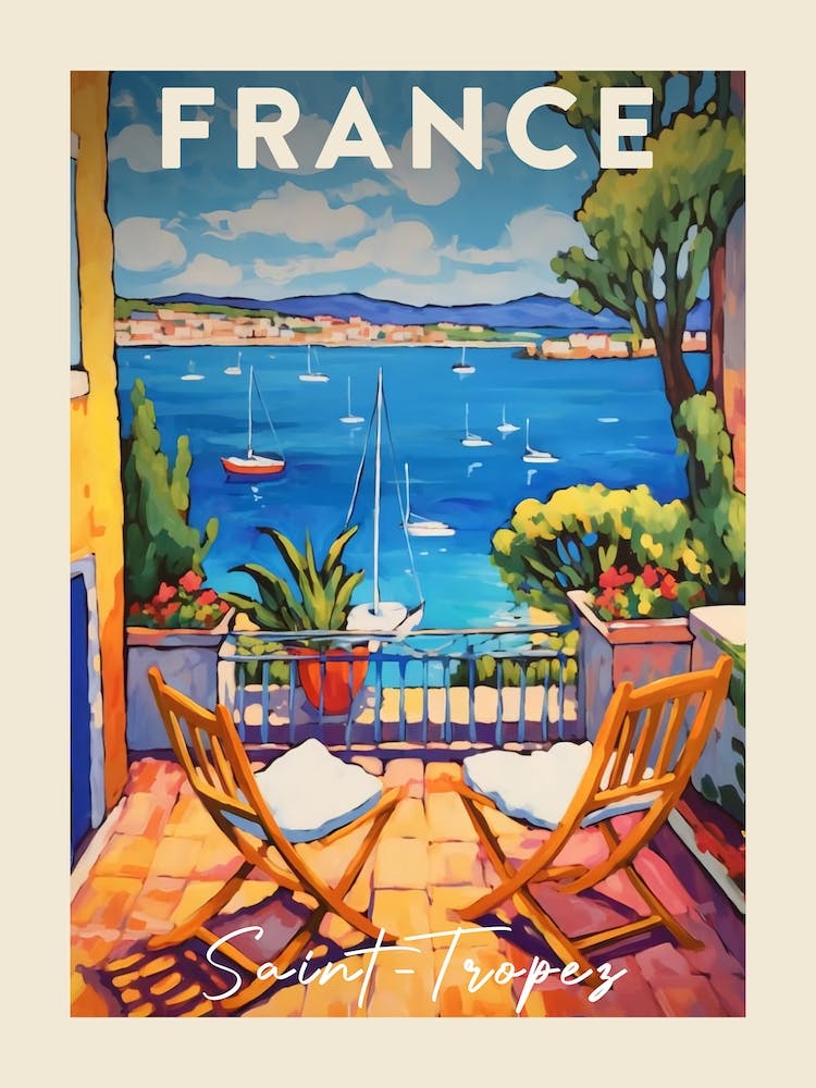 Saint Tropez France 3 Fauvist Painting Travel Poster