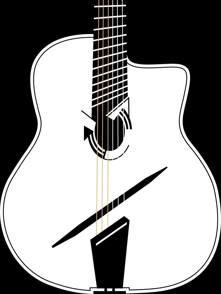 Black and White Acoustic Guitar 1