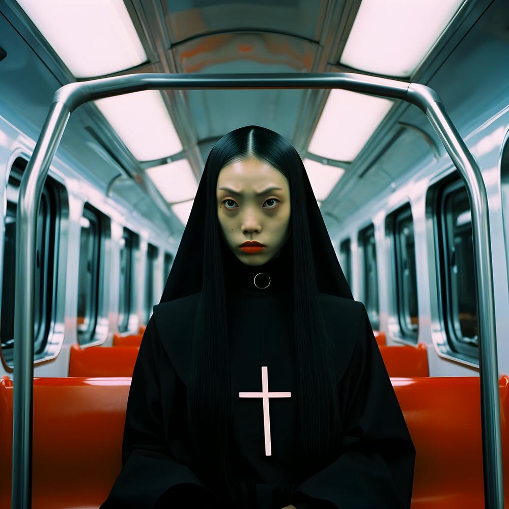 Nun on the subway. 2023