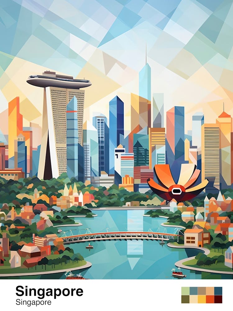 Singapore, Geometric Illustration 3 Poster