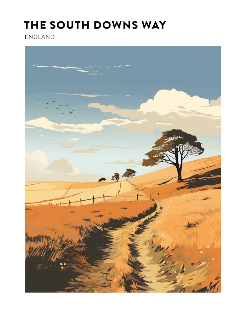 The South Downs Way England 2 Hiking Trail Landscape Poster