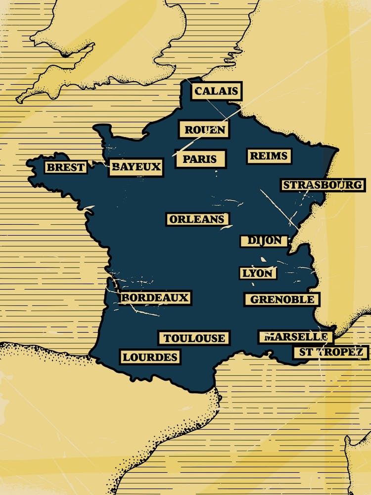 Vintage Map Of France 1