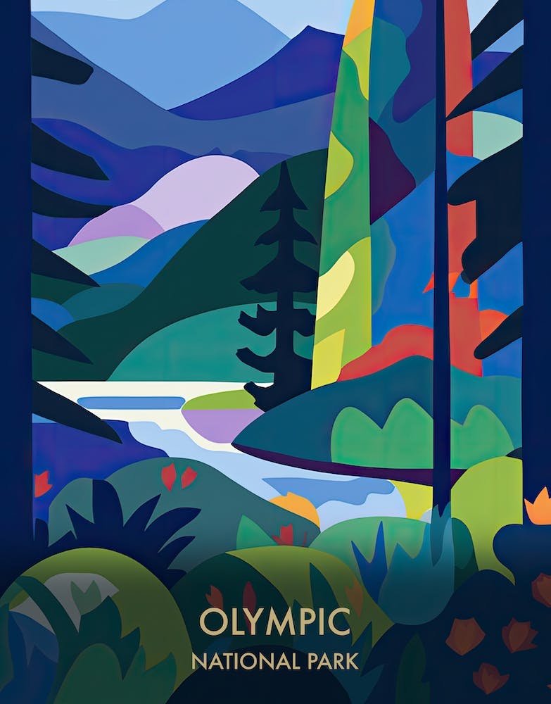 Olympic National Park Reiseplakat Matisse-Stil 1