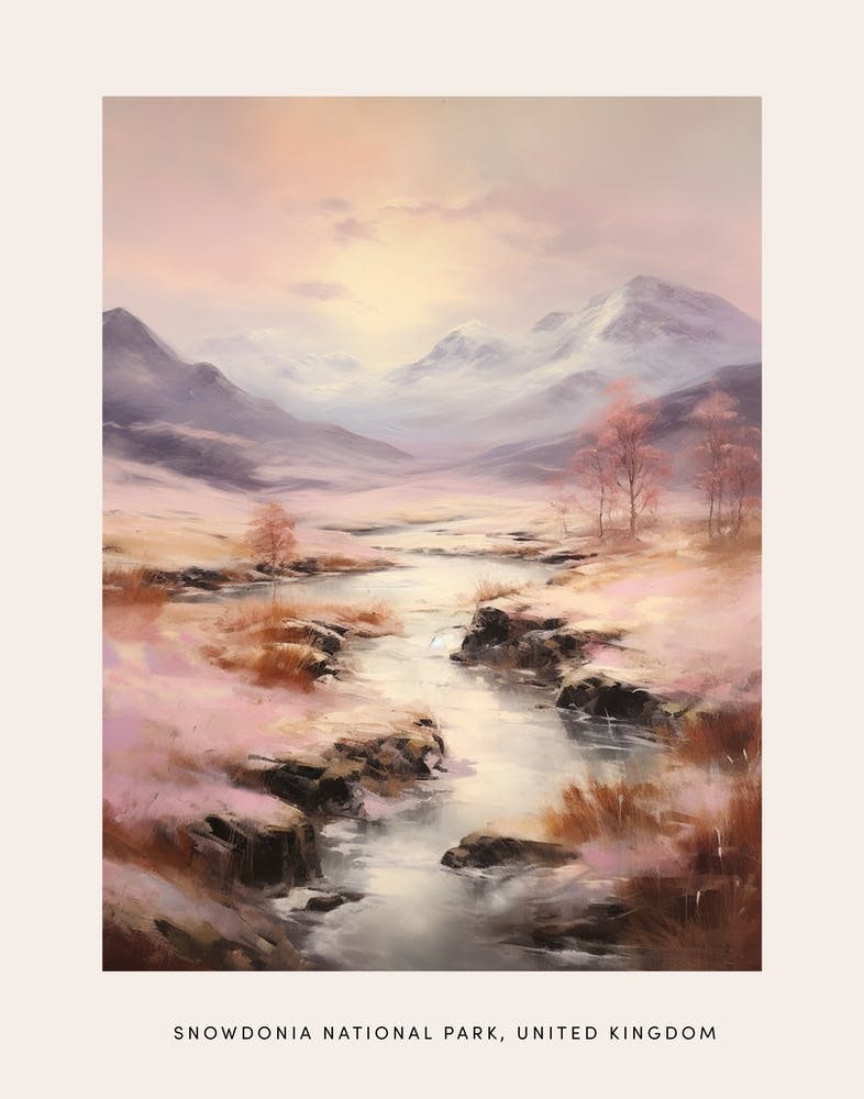 Dreamy Winter Painting Poster Snowdonia National Park United Kingdom 1