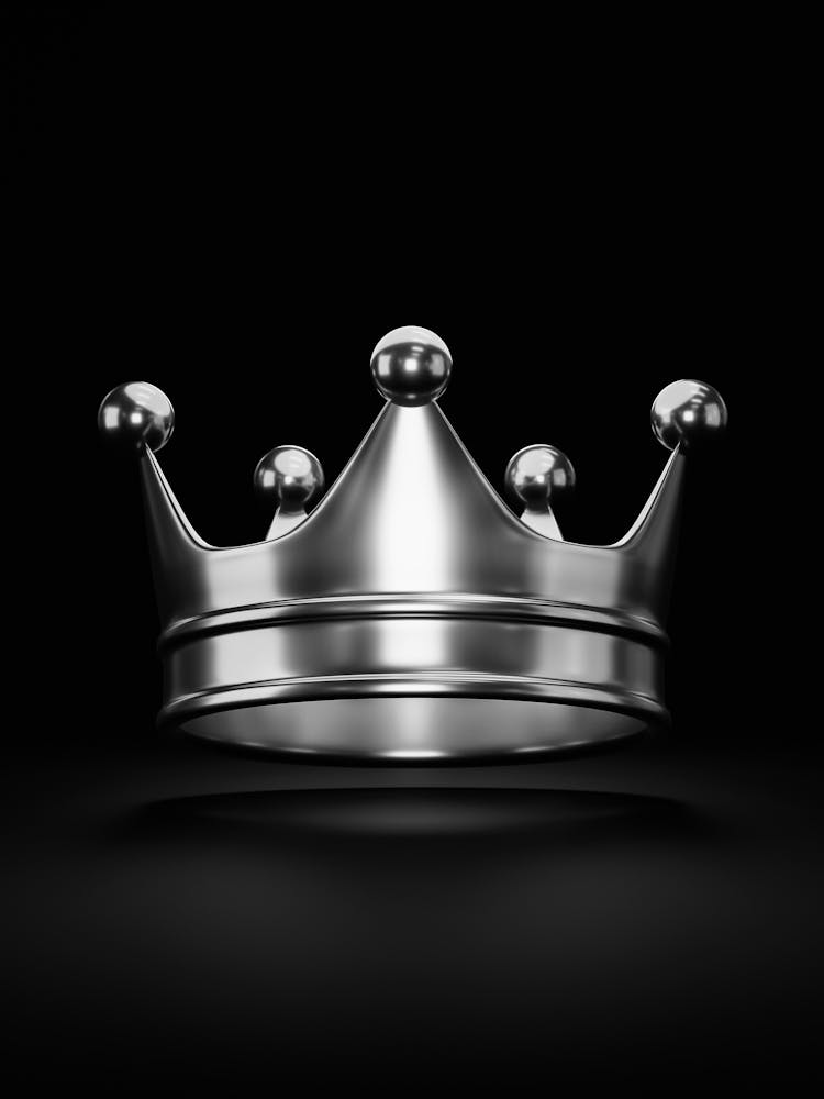 Silver Crown On Black Background