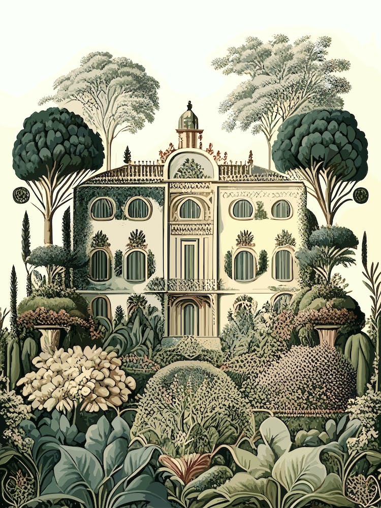 Villa Medici, Italy Vintage Botanical