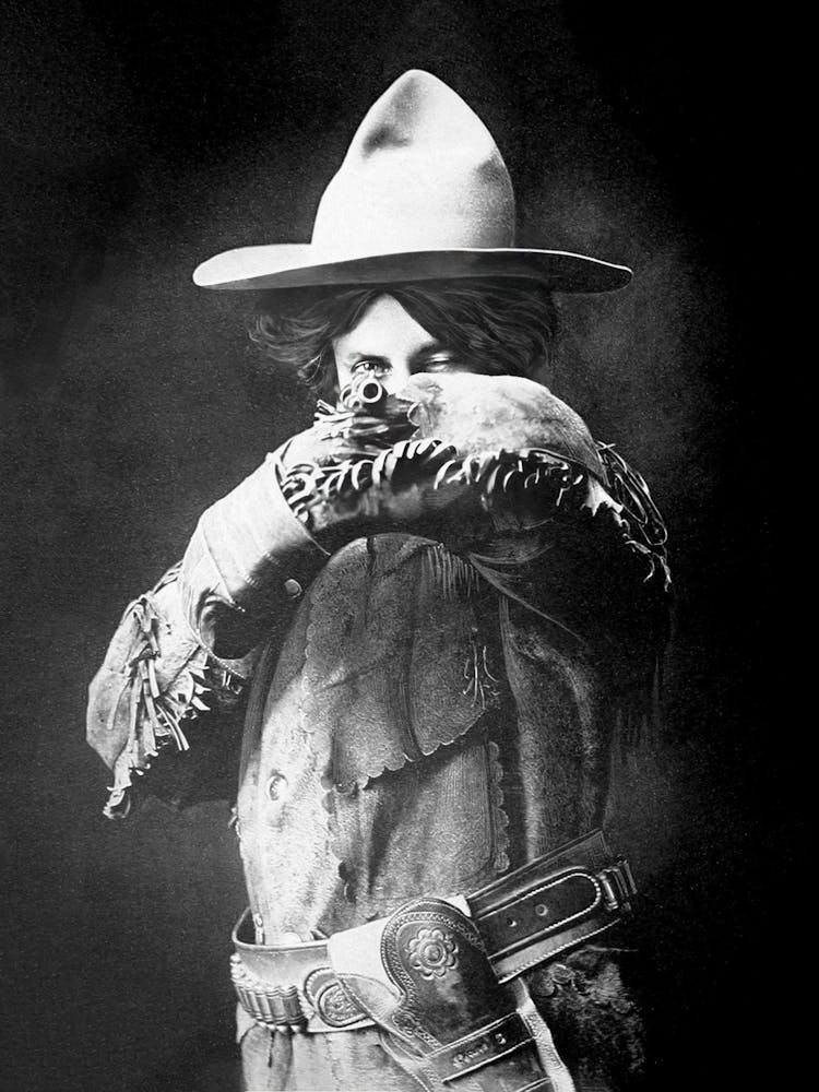 Cowgirl With a Gun, Western Aesthetic, Vintage Black and White Old Photo