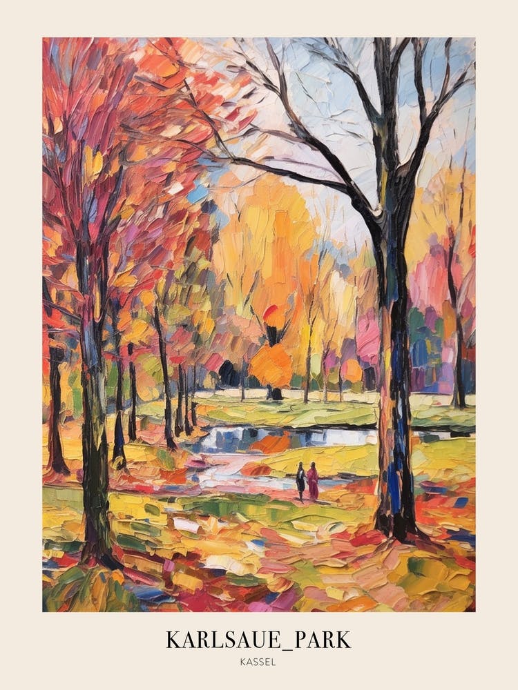 Autumn City Park Painting Karlsaue Park Kassel 1 Poster