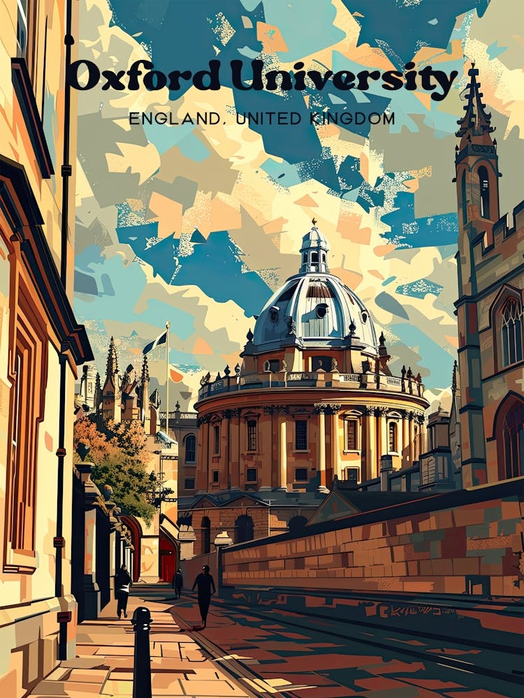Oxford University England Digital Travel Illustration