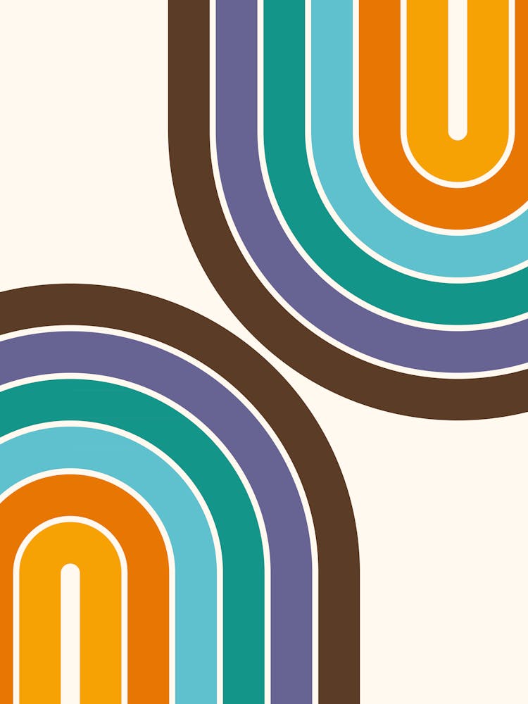 Midcentury Modern Geometric Rainbow C16 In Retro Gold Teal Brown Purple 01