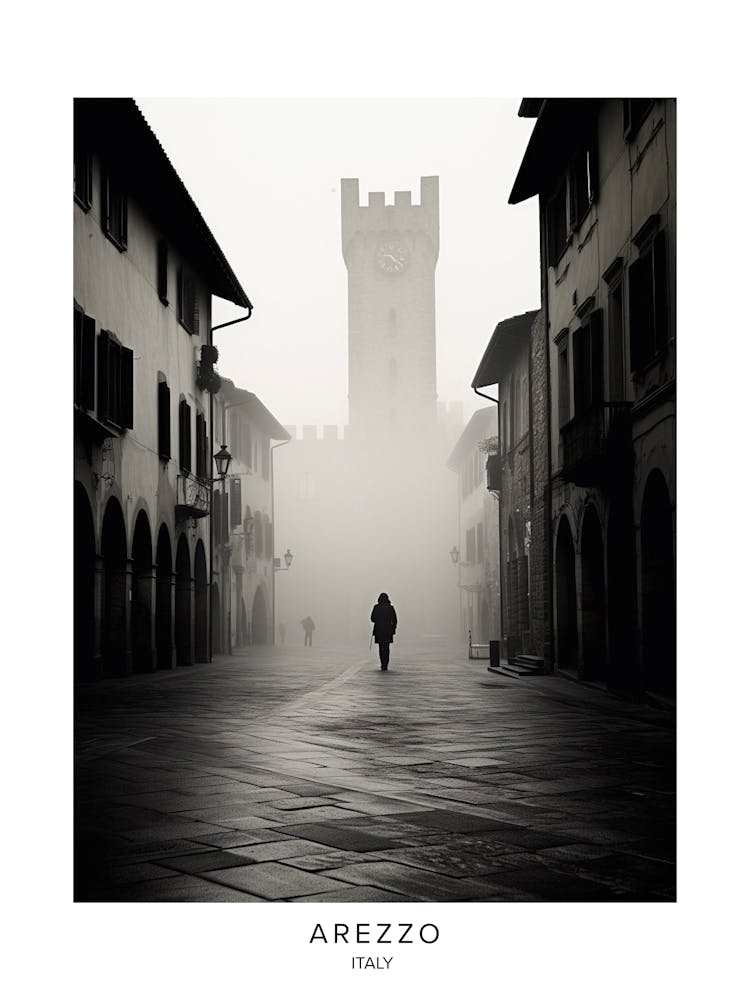 Poster Of Arezzo, Italy, Black And White Analogue Photography 4