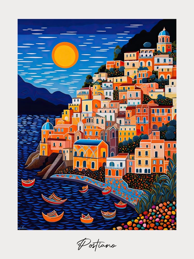 Poster von Postiano, Italien, Illustration im Pop-Art-Stil 4