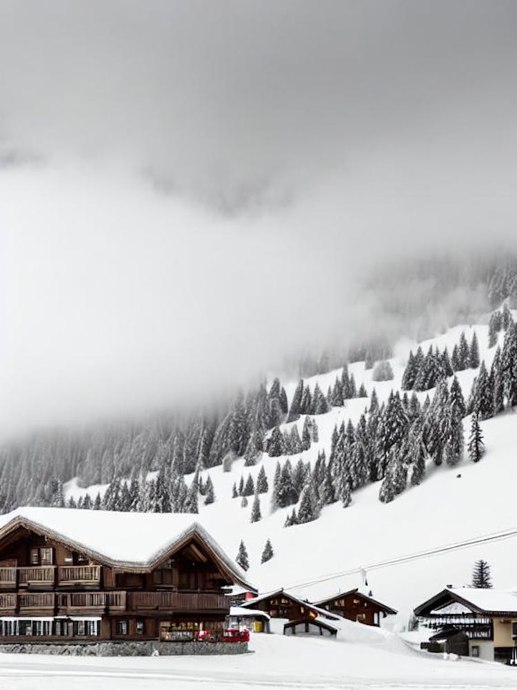 Les Diablerets, Switzerland Black And White Skiing Poster