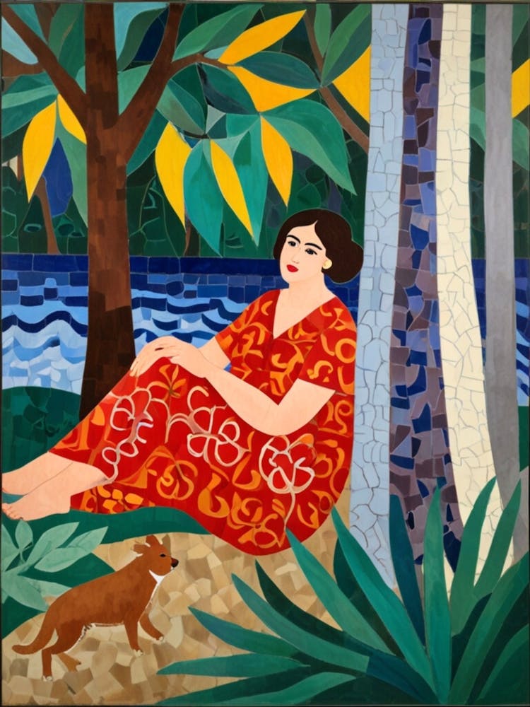 Woman And Her Dog 1