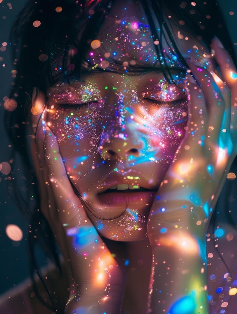 Girl With Glitter On Her Face