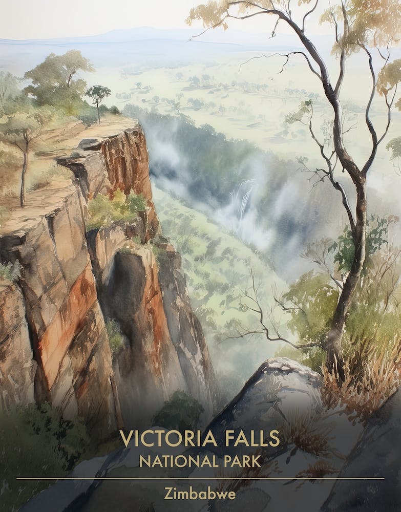 Victoria Falls National Park Zimbabwe Aquarelle 2