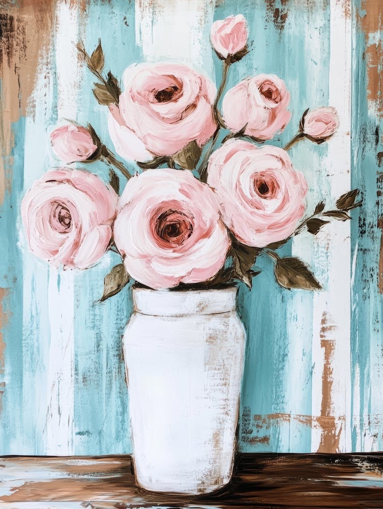 Pink Roses In A Vase 17